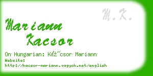 mariann kacsor business card